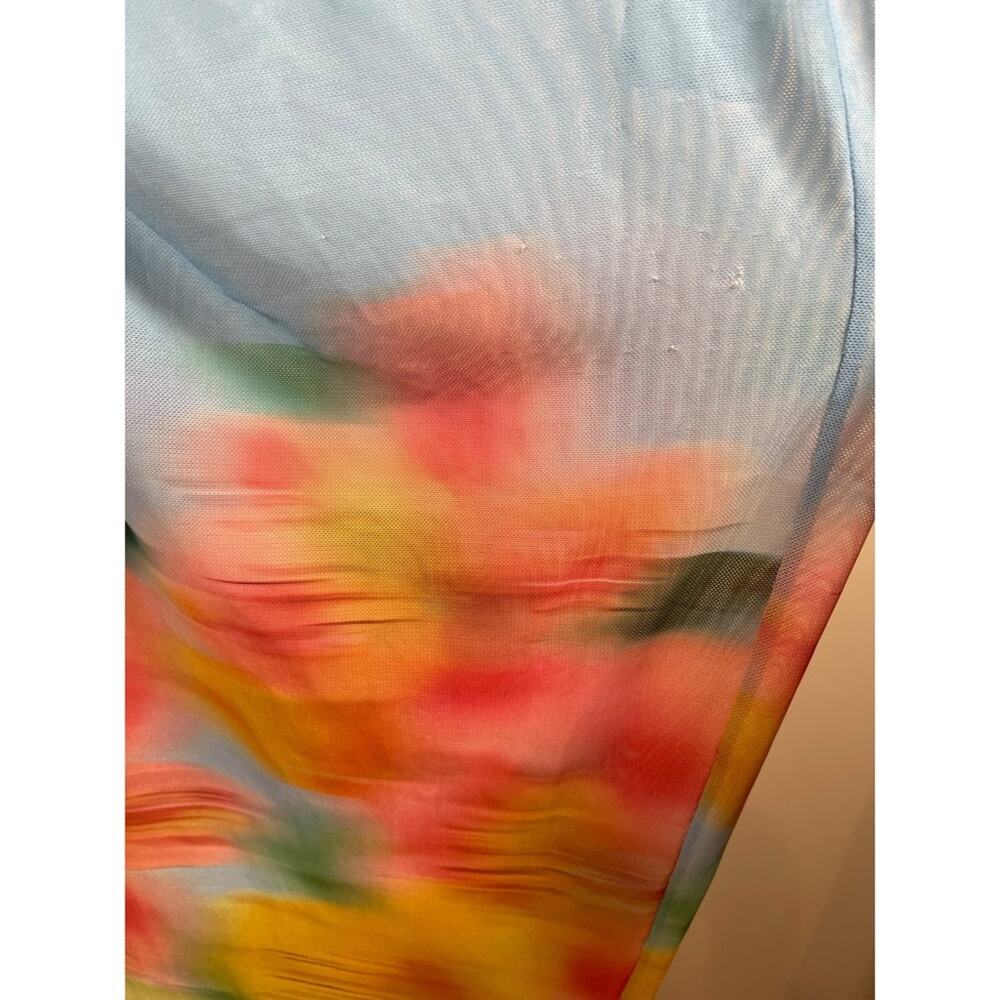 SAU LEE Kendra Mesh Sheer Blurred Floral Long Sleeve Blue Maxi Dress Size 0 - Picture 12 of 15